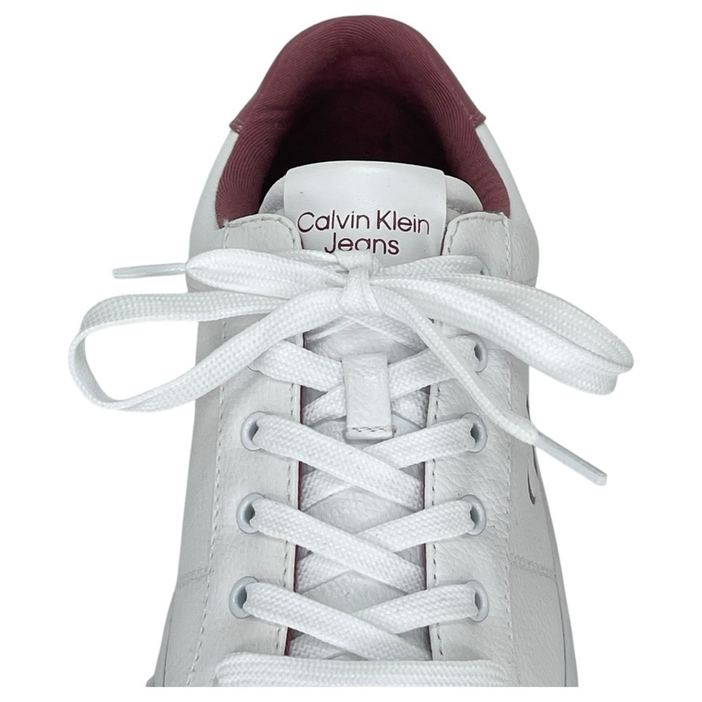 Calvin Klein Jeans Celbi White Faux Leather Womens Sneakers Size 9.5M - Picture 6 of 12